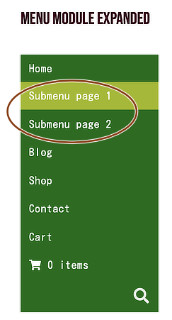 Menu module, expanded layout